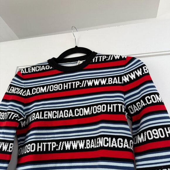 Balenciaga Knit Sweater Miniskirt Coords Multicolor Logo Striped Web Set 2 PC - Picture 6 of 12